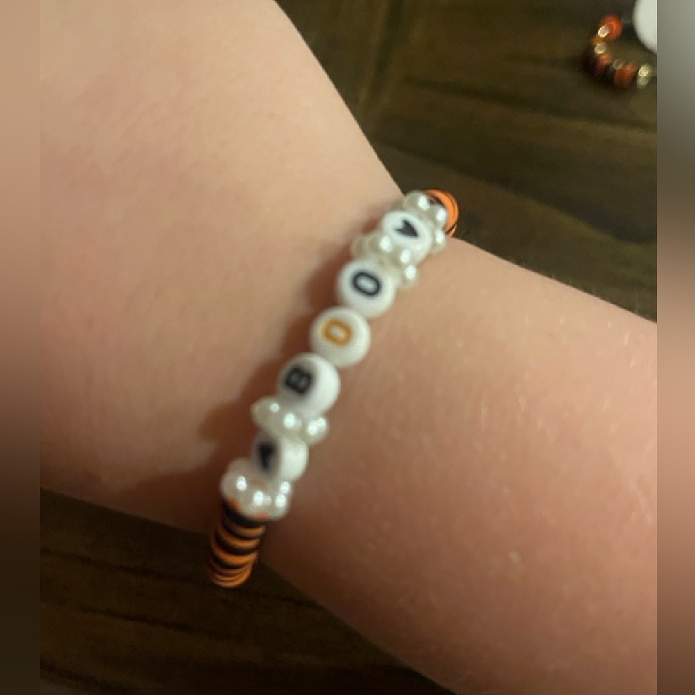Handcrafted Halloween Bracelet & Hoop Earrings by Kat - Picture 2 of 4